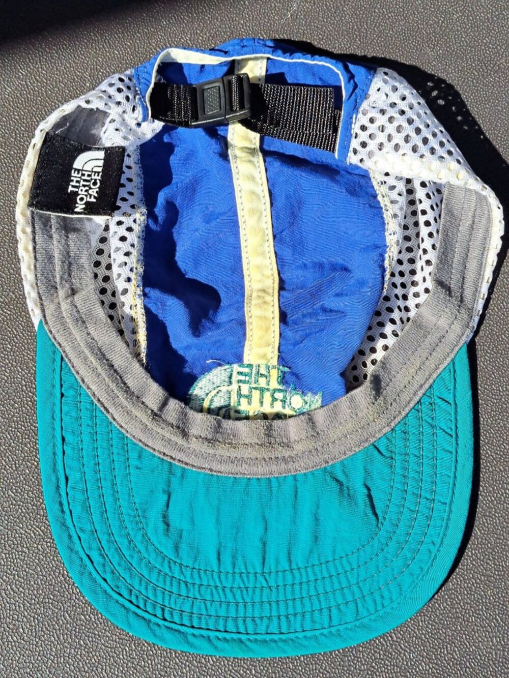 Vintage The North Face Colorful Mesh Soft Brim Hat Blue Teal Maroon Unisex - Picture 5 of 11